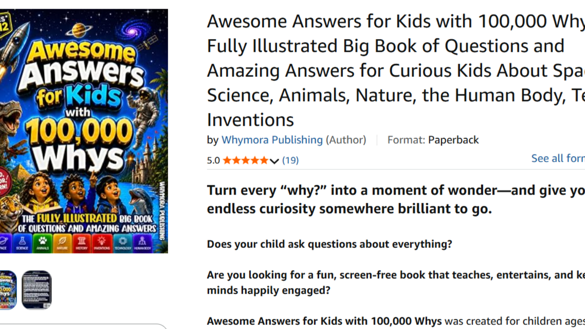 Before campaign for Awesome Answers for Kids with 100,000 Whys
